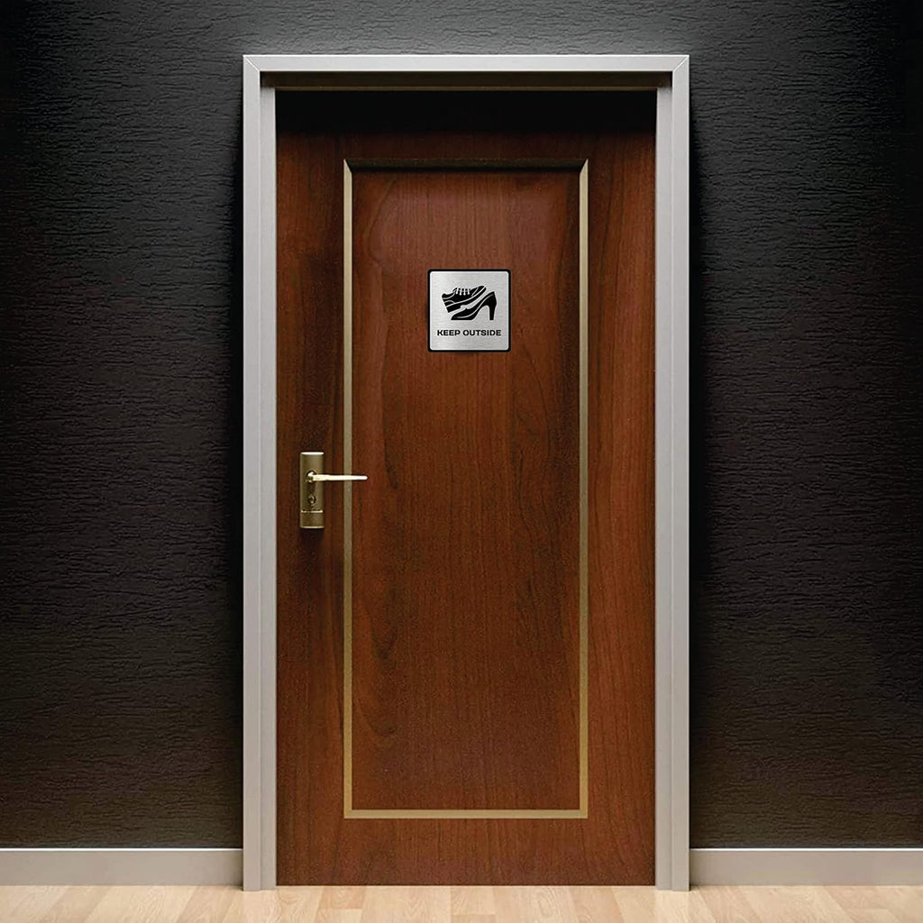 Premium Acrylic KEEP OUTSIDE Sign Board 6 x 6 Inch | Clear Warning Door & Wall Sign