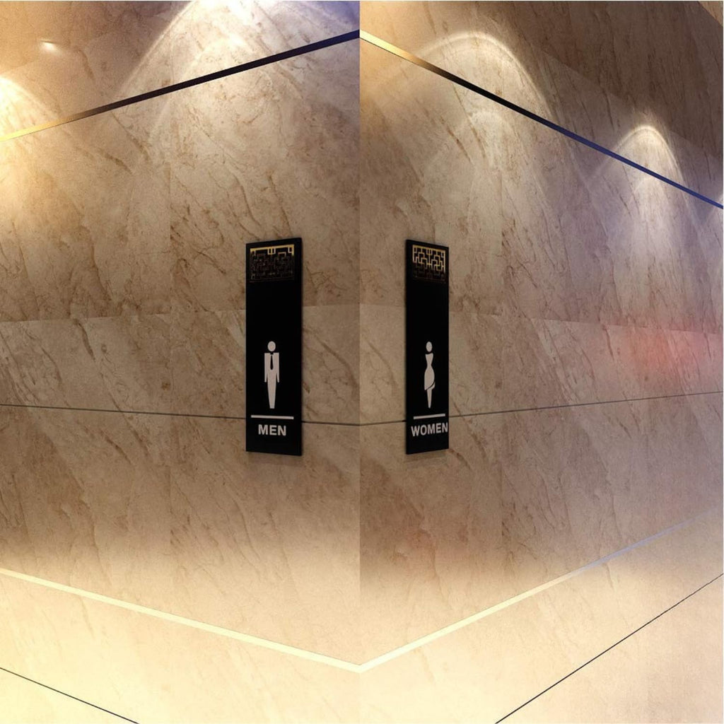 Universal Acrylic Men & Women Washroom Sign | Self-Adhesive Restroom Signage