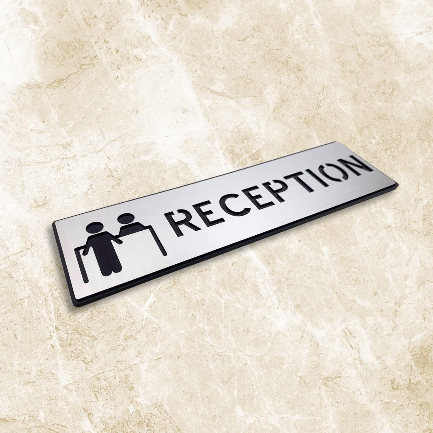 Premium Brush Steel Finish Acrylic RECEPTION Desk Sign | Modern Office Signage  Product Tags:
