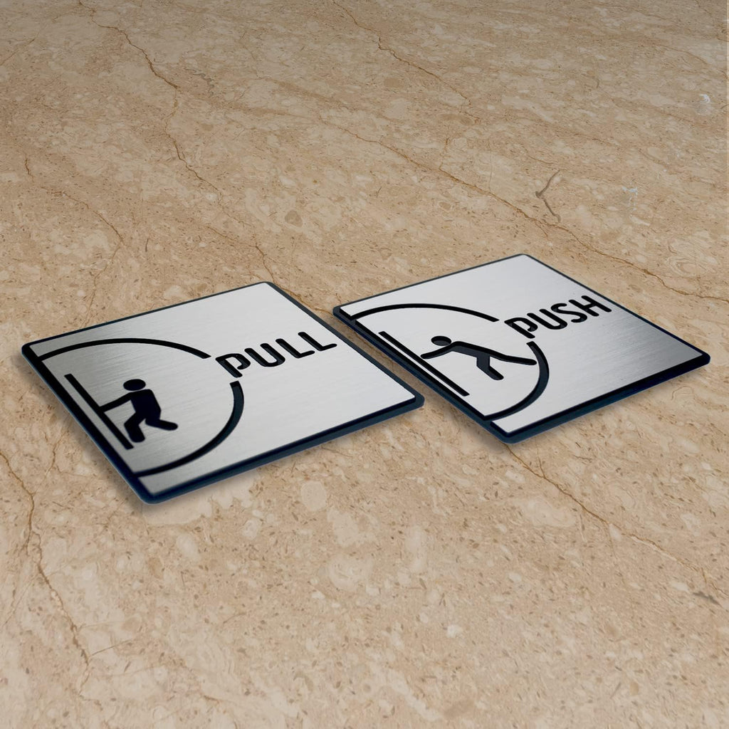 Premium Acrylic PUSH PULL Door Sign 6 x 6 Inch | Clear Instruction Signage