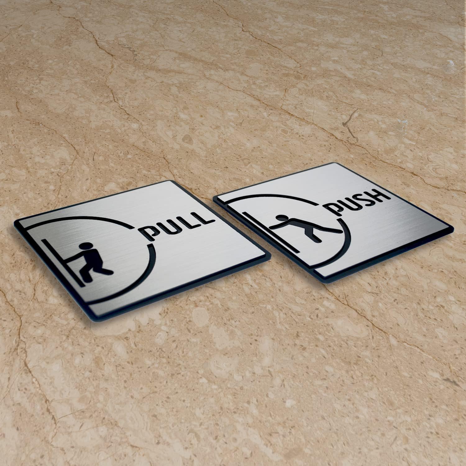 Premium Acrylic PUSH PULL Door Sign 6 x 6 Inch | Clear Instruction Signage