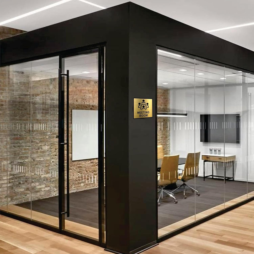 Premium Brushed Gold Finish Acrylic MEETING ROOM Sign | Elegant Office Signage