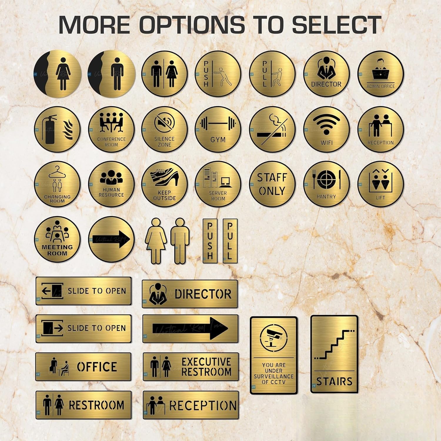 Brushed Gold Unisex Washroom Sign – Acrylic Restroom Sign with 3M Self-Adhesive