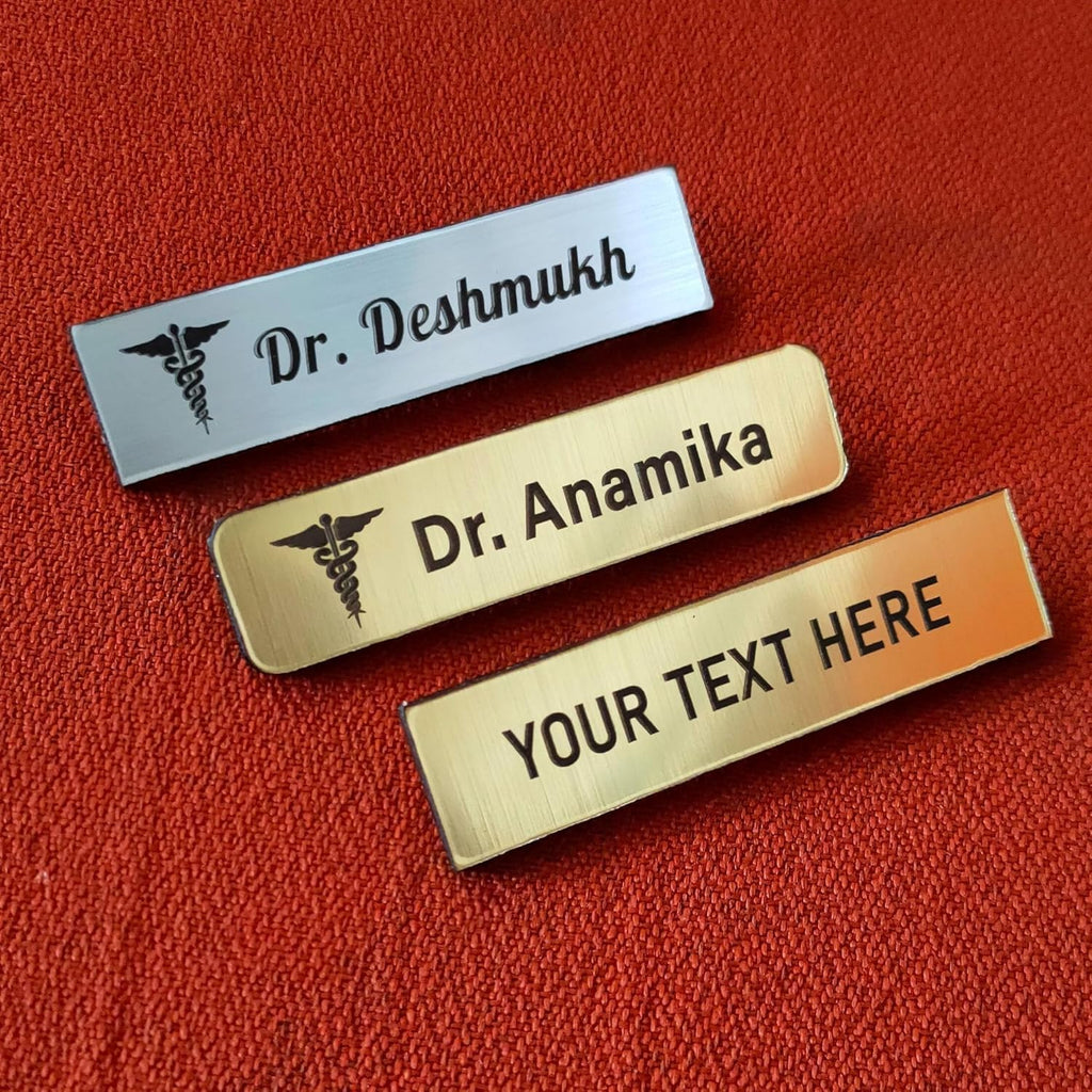 Premium Acrylic Name Badge with Brushed Silver Finish