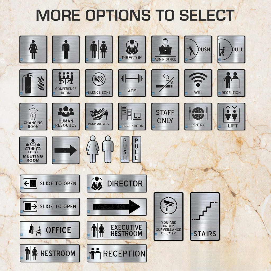 Modern Brushed Silver Finish Acrylic Office Sign | Professional Door Signage