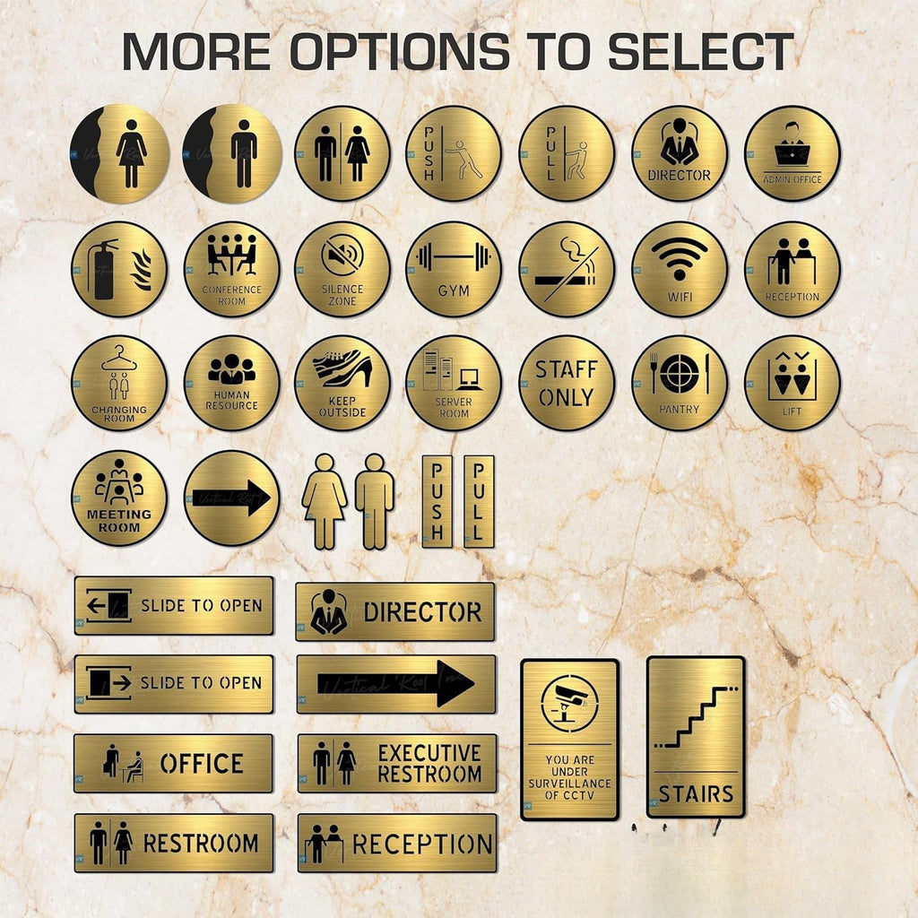 Brushed Gold Acrylic “STAFF ONLY” Sign Board – Premium Restricted Area Sign with 3M Adhesive | Professional Office & Commercial Signage