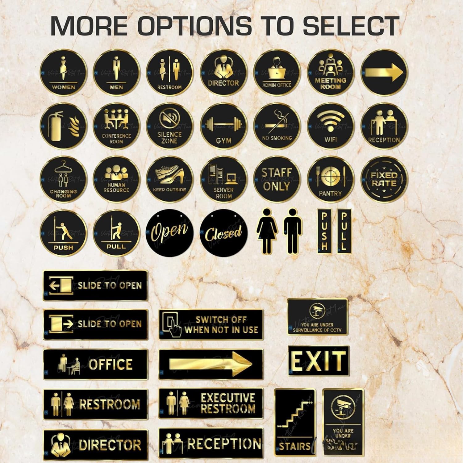 Black & Gold Premium Sign Board – 5.5 x 9 Inch Self-Adhesive Door & Wall Sign