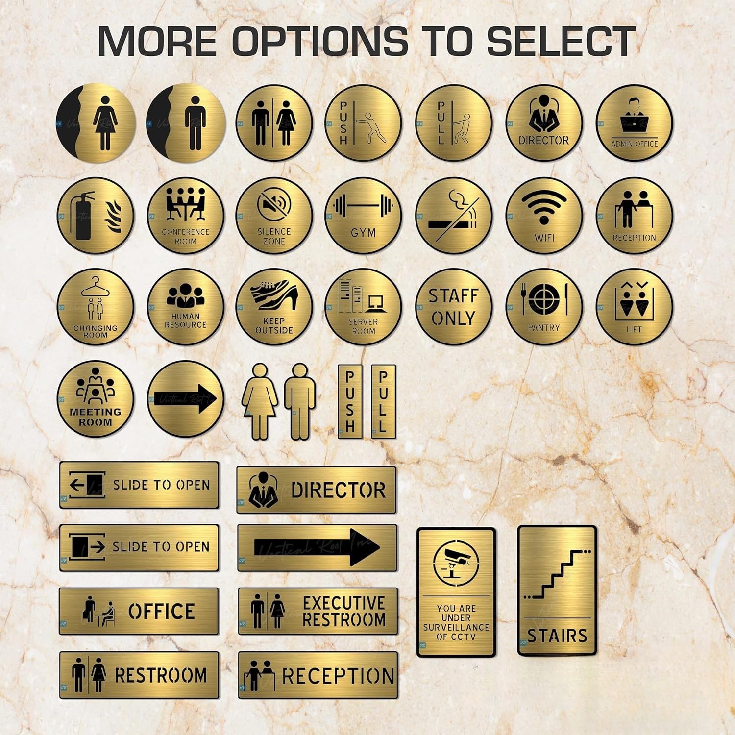 Brushed Gold Acrylic Sign Board – Premium Lightweight Door & Wall Sign with 3M Self-Adhesive