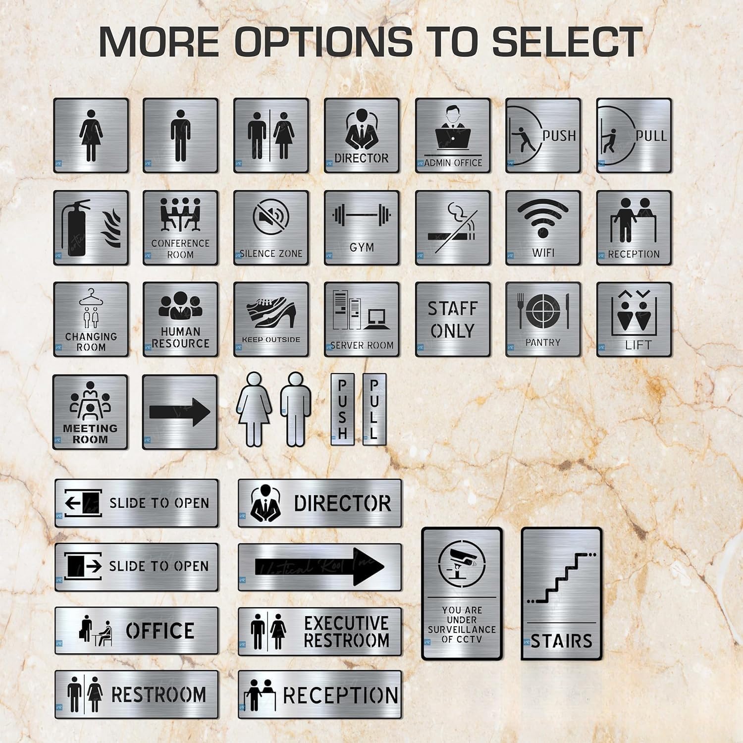 Brushed Steel “Slide to Open” Door Sign – Premium Acrylic Instruction Sign with 3M Self-Adhesive