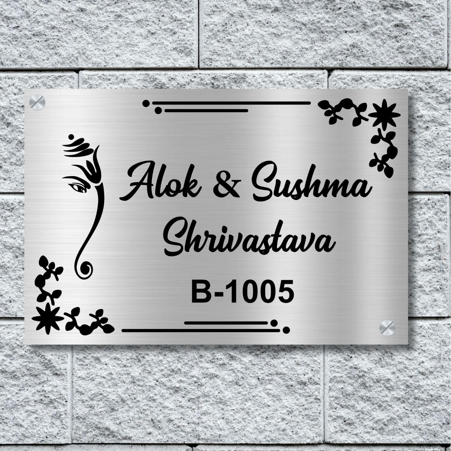 Personalized ABS Silver Acrylic Door Name Plate
