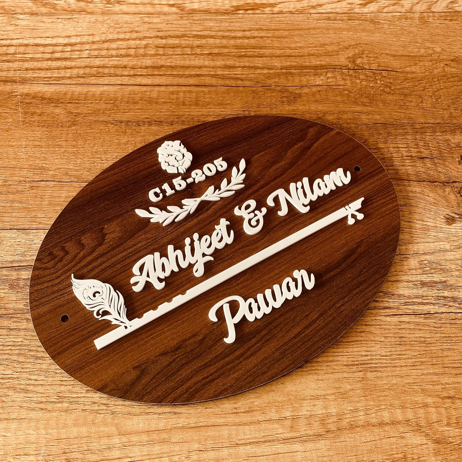 Personalized Oval Wooden Name Plate