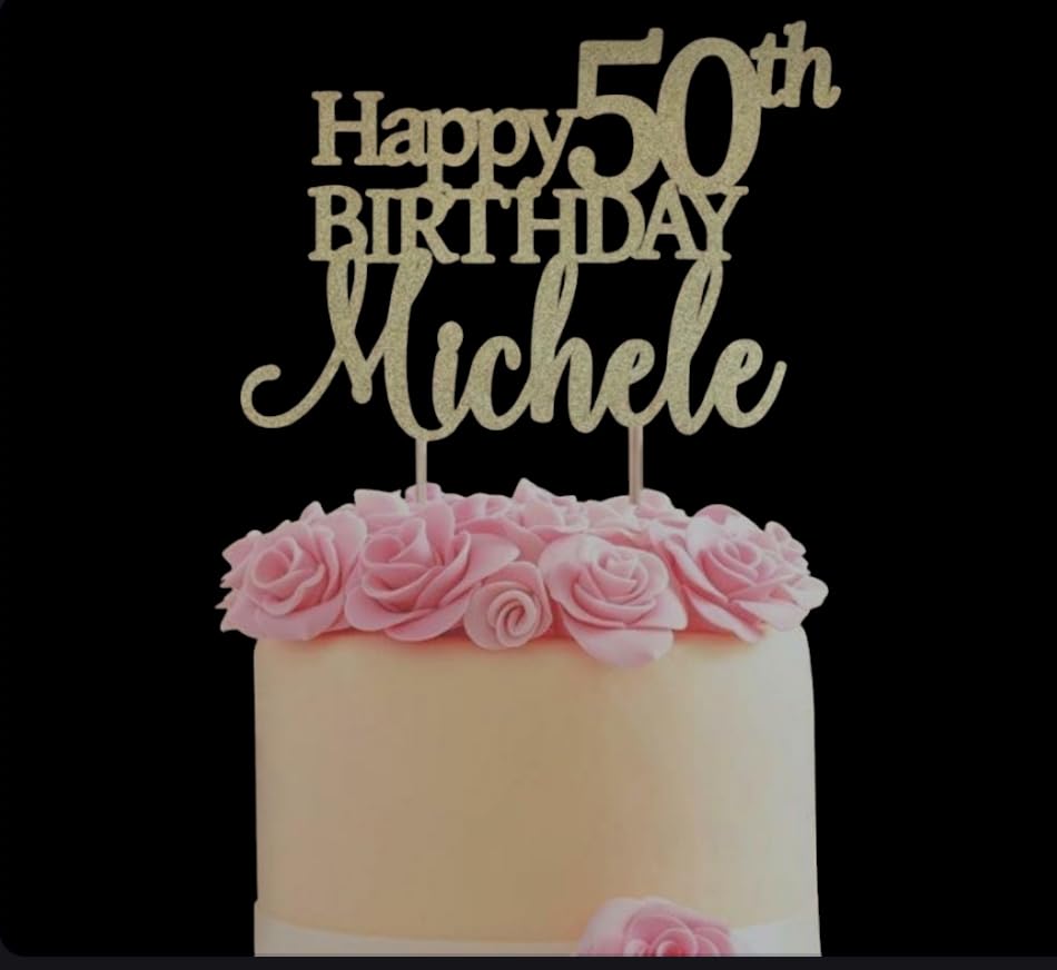 Golden 50th Birthday Cake Topper