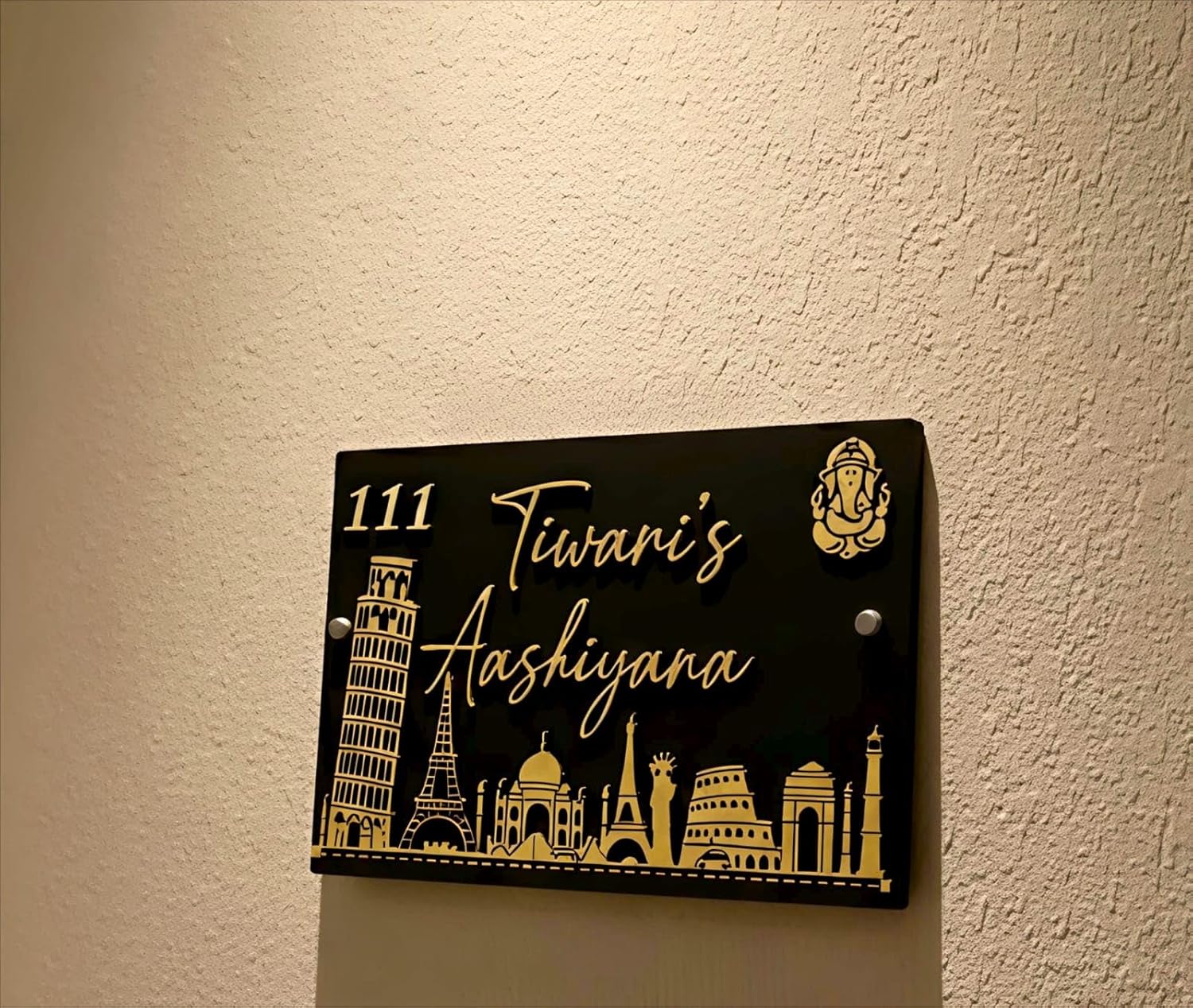 Wooden Name Board with Acrylic Name Cutout